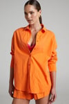 Turuncu Oversize Basic Kadın Gömlek SH268