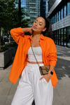 Turuncu Oversize Basic Kadın Gömlek SH268