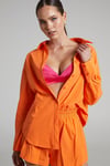Turuncu Oversize Basic Kadın Gömlek SH268