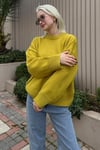 Yağ Yeşili Bisiklet Yaka Oversize Triko Kazak SH173