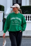 Yeşil Bisiklet Yaka Oversize Desenli Sweatshirt SH115