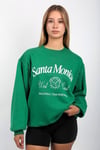 Yeşil Bisiklet Yaka Oversize Desenli Sweatshirt SH115