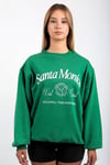 Yeşil Bisiklet Yaka Oversize Desenli Sweatshirt SH115
