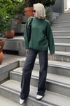 Yeşil Bisiklet Yaka Oversize Triko Kazak SH173