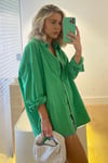 Yeşil Oversize Basic Kadın Gömlek SH268