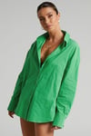 Yeşil Oversize Basic Kadın Gömlek SH268