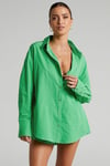 Yeşil Oversize Basic Kadın Gömlek SH268