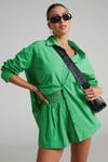 Yeşil Oversize Basic Kadın Gömlek SH268