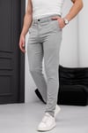 Erkek Açık Gri Slim Fit Dar Kesim Likralı Yan Cep Bilek Boy Düz Kumaş Pantolon