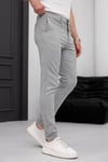 Erkek Açık Gri Slim Fit Dar Kesim Likralı Yan Cep Bilek Boy Düz Kumaş Pantolon