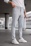 Erkek Açık Gri Slim Fit Likralı Armür Desenli Casual Pantolon