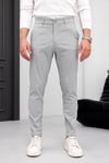 Erkek Açık Gri Slim Fit Likralı Armür Desenli Casual Pantolon