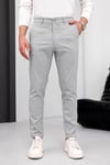 Erkek Açık Gri Slim Fit Likralı Armür Desenli Casual Pantolon