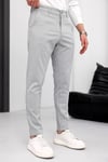 Erkek Açık Gri Slim Fit Likralı Armür Desenli Casual Pantolon