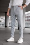 Erkek Açık Gri Slim Fit Likralı Armür Desenli Casual Pantolon