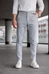 Erkek Açık Gri Slim Fit Likralı Armür Desenli Casual Pantolon