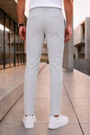 Erkek Açık Gri Slim Fit Likralı Beli Lastikli Bağcıklı Yan Cep Jogger Kumaş Pantolon