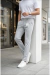 Erkek Açık Gri Slim Fit Likralı Yan Cep Bilek Boy Düz Kumaş Pantolon
