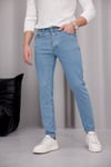 Erkek Açık Mavi Slim Fit Likralı Dar Paça Kot Pantolon