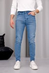 Erkek Açık Mavi Slim Fit Likralı Dar Paça Lazerli Kot Pantolon