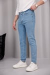 Erkek Açık Mavi Slim Fit Likralı Dar Paça Kot Pantolon