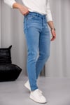 Erkek Açık Mavi Slim Fit Likralı Dar Paça Lazerli Kot Pantolon