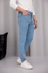 Erkek Açık Mavi Slim Fit Likralı Dar Paça Kot Pantolon