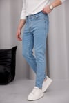 Erkek Açık Mavi Slim Fit Likralı Dar Paça Kot Pantolon