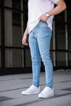 Erkek Açık Mavi Slim Fit Likralı Jean Pantolon