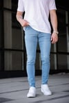 Erkek Açık Mavi Slim Fit Likralı Jean Pantolon