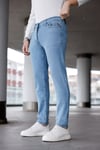 Erkek Açık Mavi Slim Fit Likralı Jean Pantolon