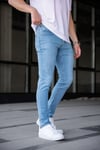 Erkek Açık Mavi Slim Fit Likralı Jean Pantolon