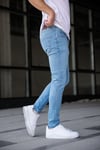 Erkek Açık Mavi Slim Fit Likralı Jean Pantolon