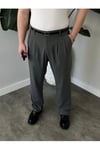 Erkek Antrasit Baggy Fit Rahat Kesim Pileli Kumaş Pantolon