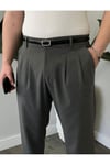 Erkek Antrasit Baggy Fit Rahat Kesim Pileli Kumaş Pantolon