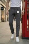 Erkek Antrasit Slim Fit Dar Kesim Likralı Yan Cep Bilek Boy Düz Kumaş Pantolon