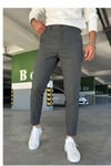 Erkek Antrasit Slim Fit Dar Kesim Likralı Yan Cep Bilek Boy Düz Kumaş Pantolon