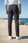 Erkek Antrasit Slim Fit Dar Kesim Likralı Yan Cep Bilek Boy Düz Kumaş Pantolon