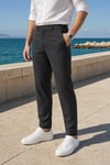Erkek Antrasit Slim Fit Dar Kesim Likralı Yan Cep Bilek Boy Düz Kumaş Pantolon