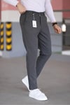 Erkek Antrasit Slim Fit Likralı Armür Desenli Casual Pantolon