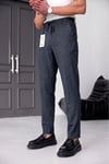 Erkek Antrasit Slim Fit Likralı Beli Lastikli Bağcıklı Yan Cep Jogger Kumaş Pantolon