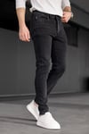 Erkek Antrasit Slim Fit Likralı Dar Paça Lazerli Kot Pantolon
