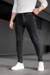 Erkek Antrasit Slim Fit Likralı Dar Paça Lazerli Kot Pantolon