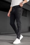 Erkek Antrasit Slim Fit Likralı Dar Paça Lazerli Kot Pantolon