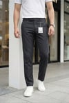 Erkek Antrasit Slim Fit Likralı Yan Cep Bilek Boy Düz Kumaş Pantolon