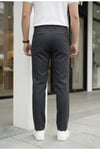 Erkek Antrasit Slim Fit Likralı Yan Cep Bilek Boy Düz Kumaş Pantolon