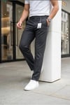 Erkek Antrasit Slim Fit Likralı Yan Cep Bilek Boy Düz Kumaş Pantolon