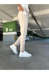 Erkek Bej Slim Fit Dar Kesim Likralı Yan Cep Bilek Boy Düz Kumaş Pantolon