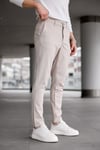 Erkek Bej Slim Fit Likralı Armür Desenli Casual Pantolon