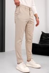 Erkek Bej Slim Fit Likralı Armür Desenli Casual Pantolon